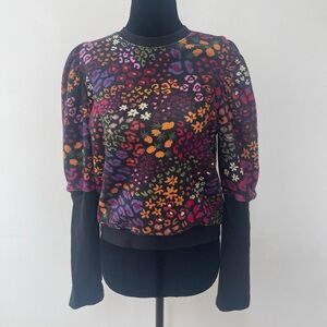 FARM Rio Floral Puffed Sleeve Sweater Size Small